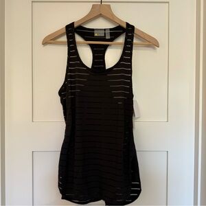 Zella Racerback Burnout Stripe Athletic Tank in BLACK - S
